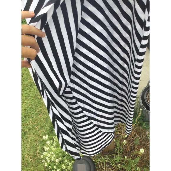 T by Talbots womens striped maxi dress petite drawstring athleisure black white - Picture 10 of 11